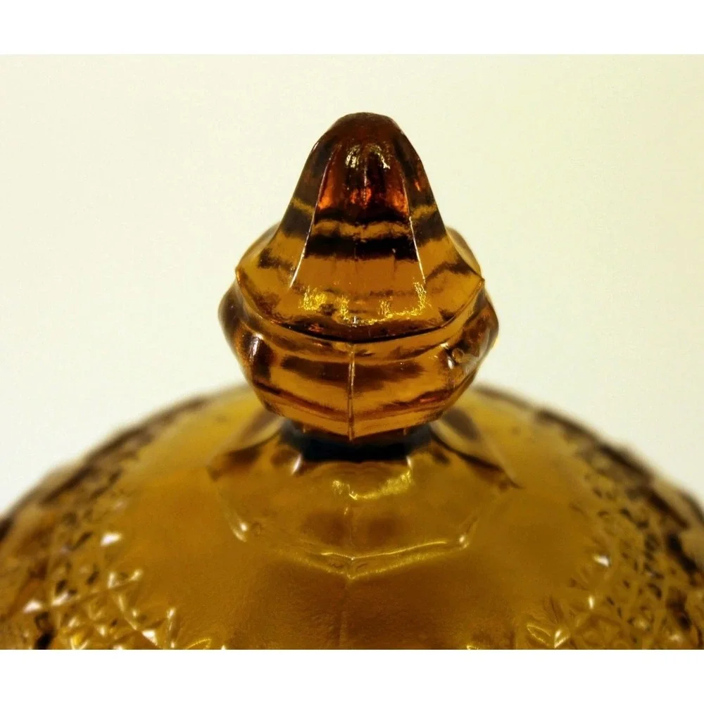 Vintage Tiara Glass Amber Butter Domed Dish Cloche